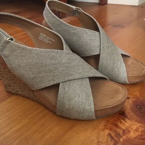 Aerosoles Natural Fabric Wedge Sandals